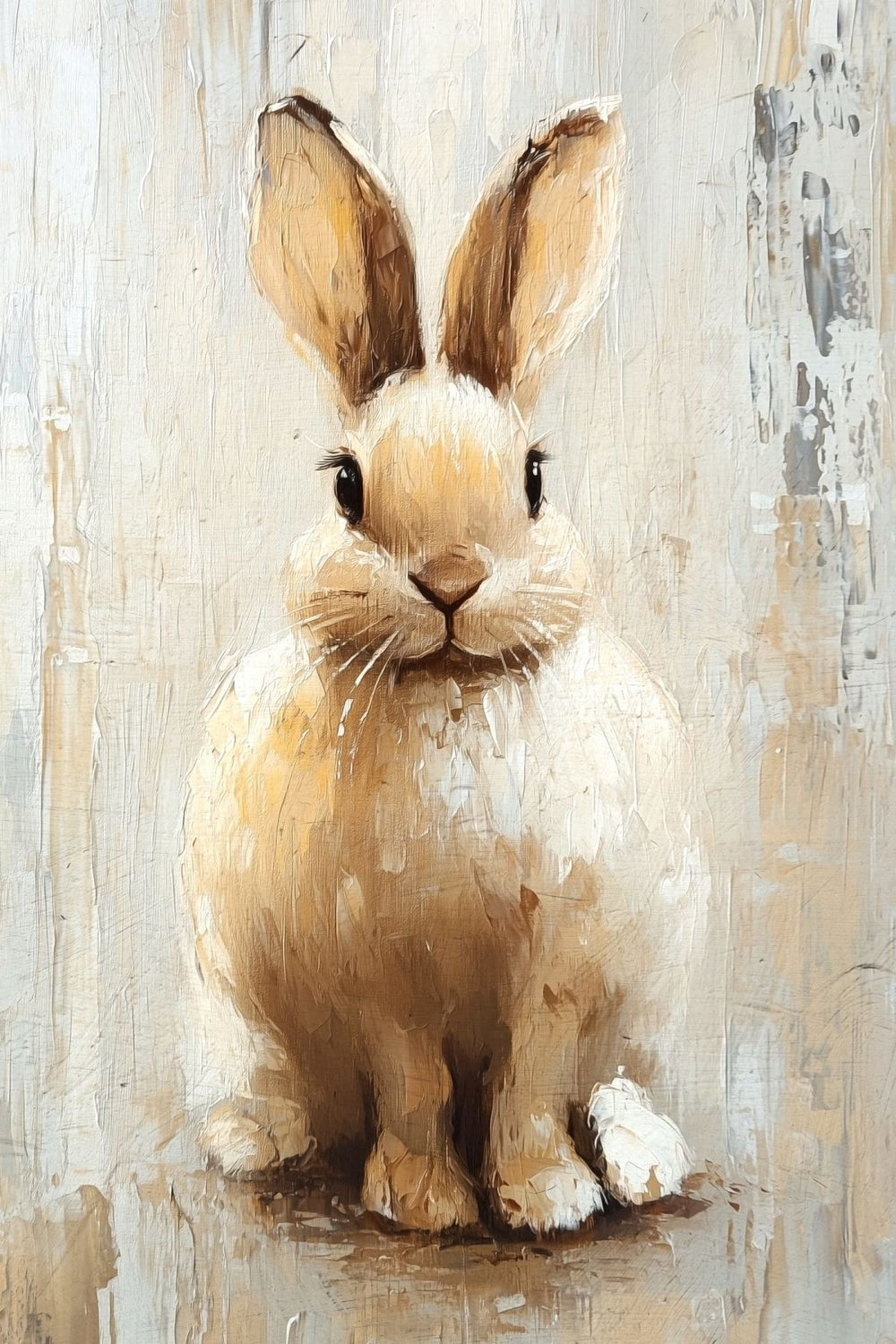 White Rabbit Sitting Oil Painting