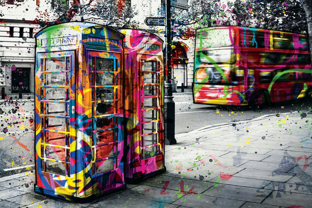 London Phone Booths Paint Splash