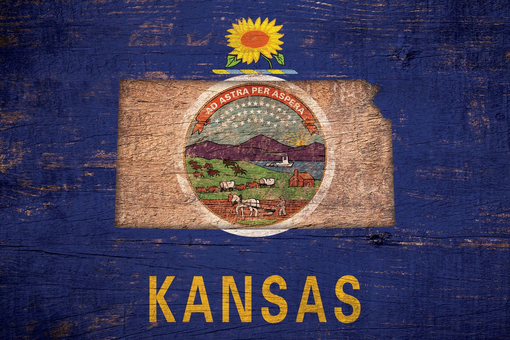 State Map Over Kansas Flag