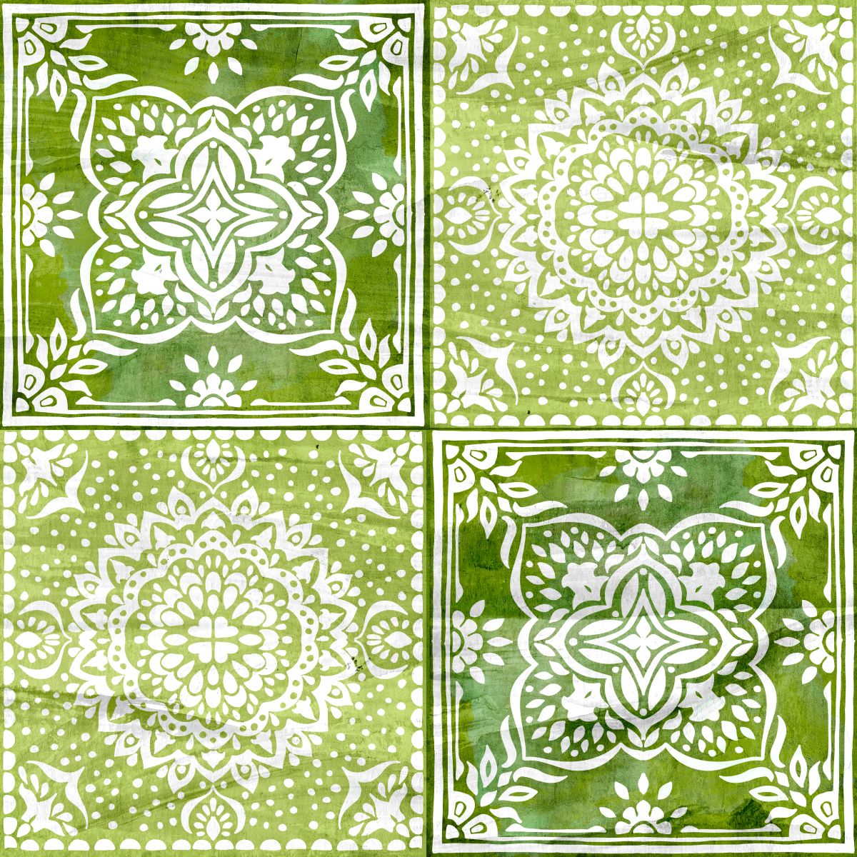 Floral Green Azulejos Tiles