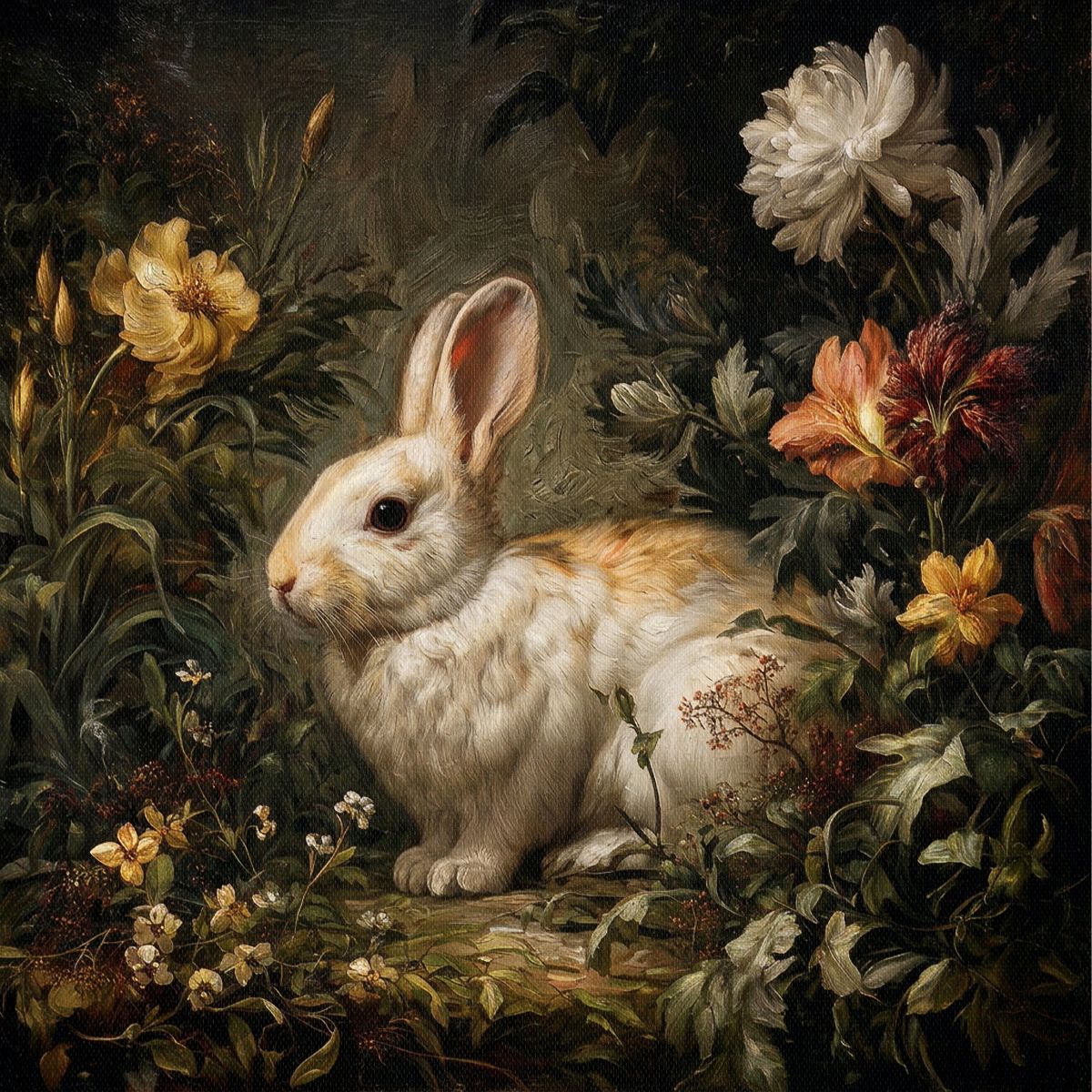 Rabbit Among Flowers