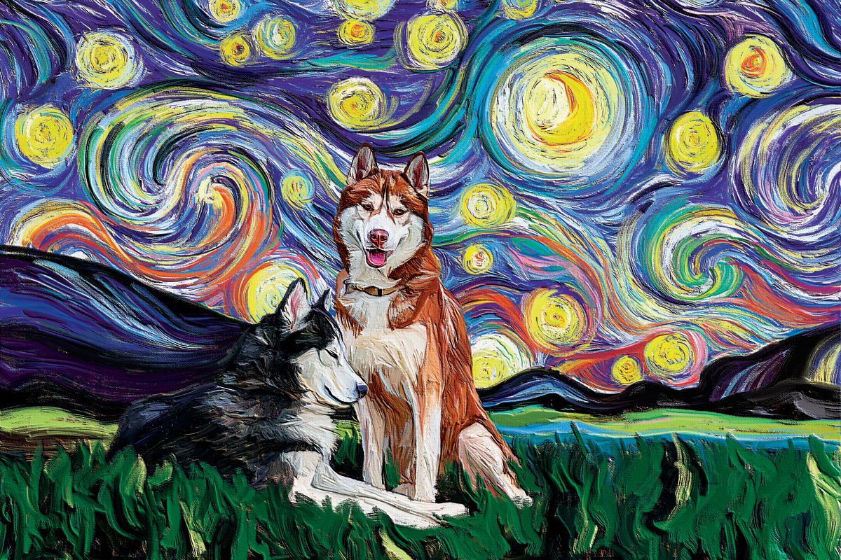 Huskies Starry Night