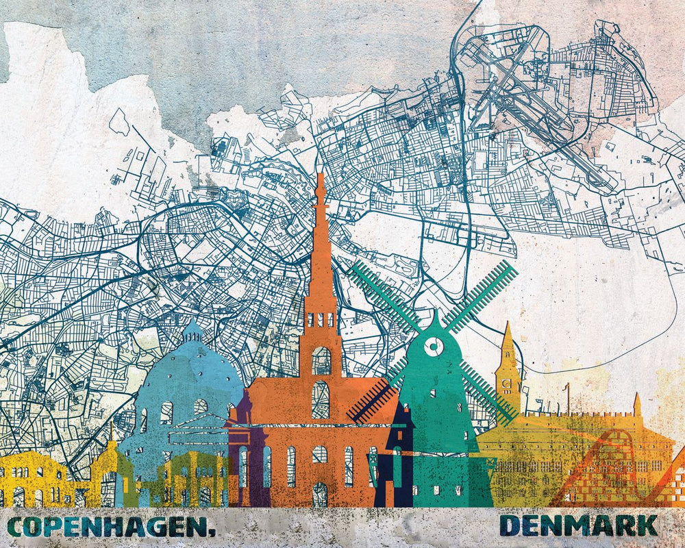 Copenhagen Skyline City Map