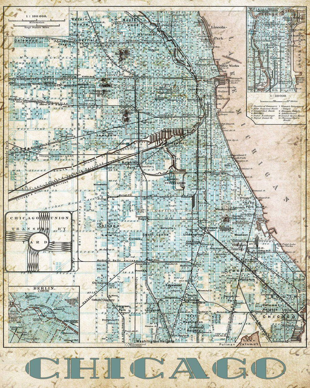 Vintage Chicago City Map