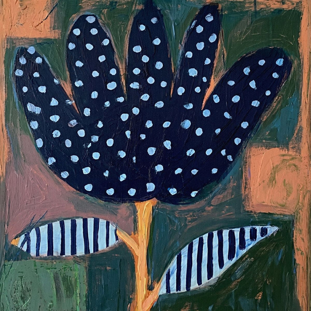 Dotted Black Flower Art