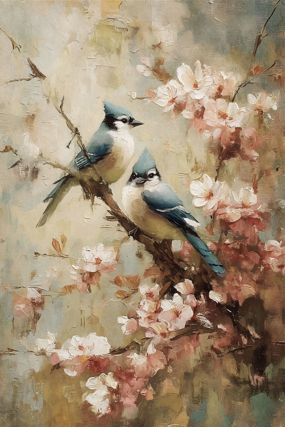 Blue Jays Enjoying The Flowers