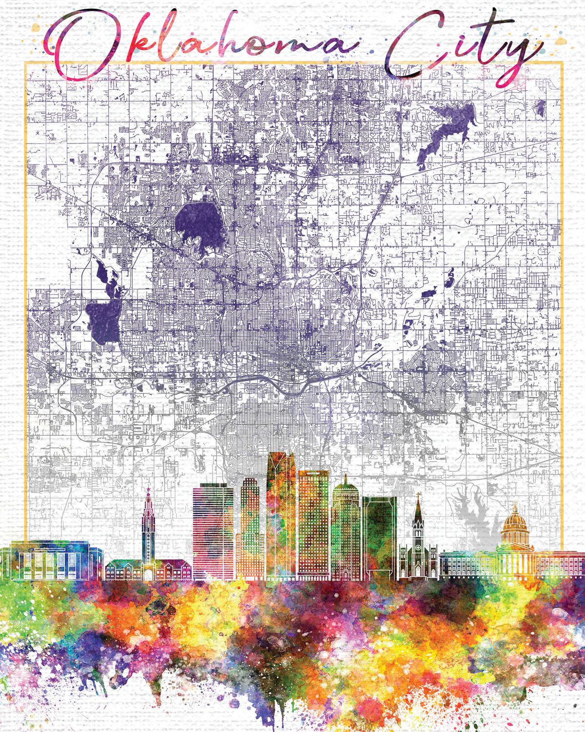 Oklahoma Skyline City Map