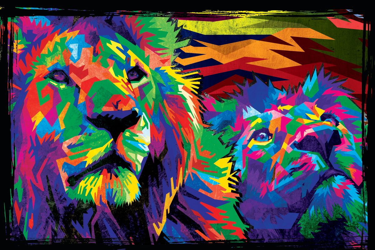 Colorful Lion Pair