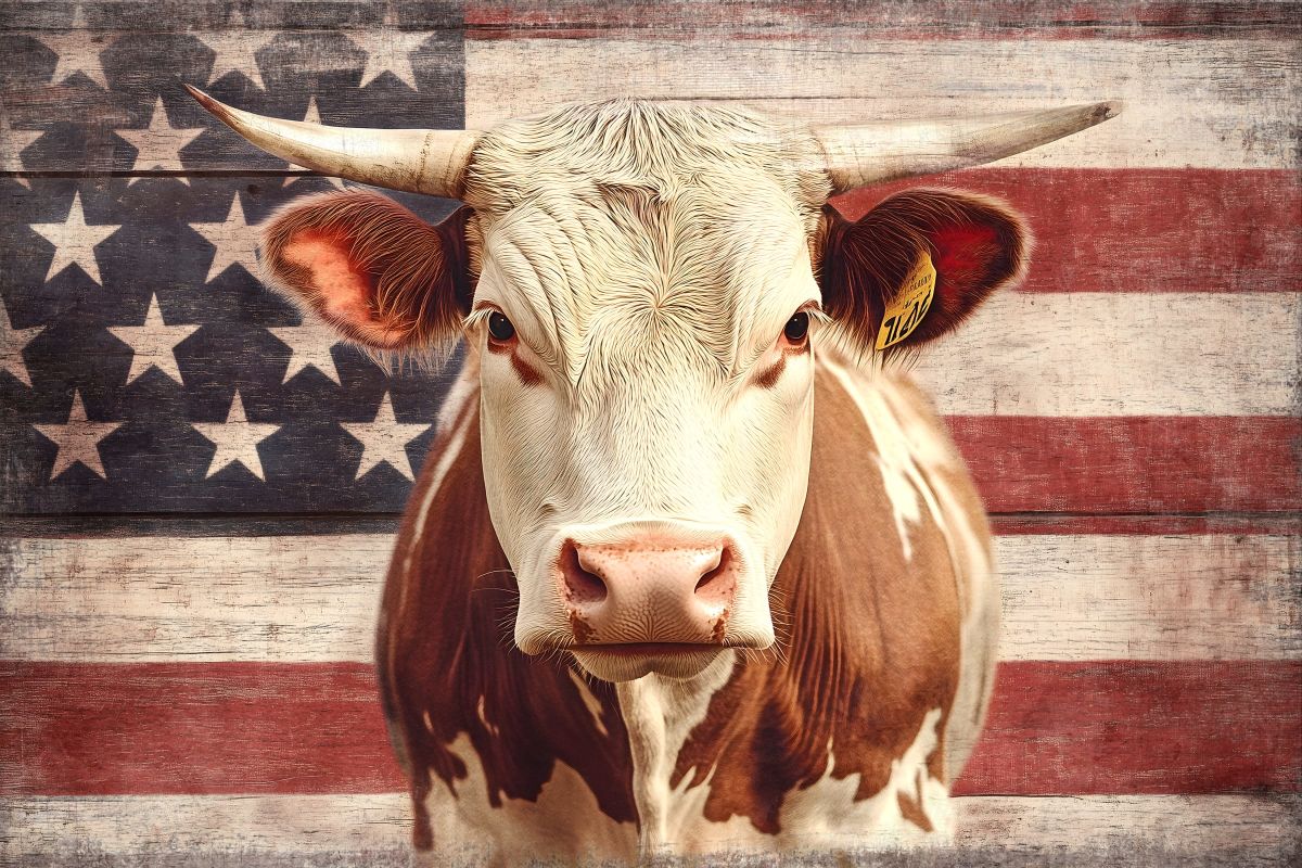 Rustic Flagged Cow
