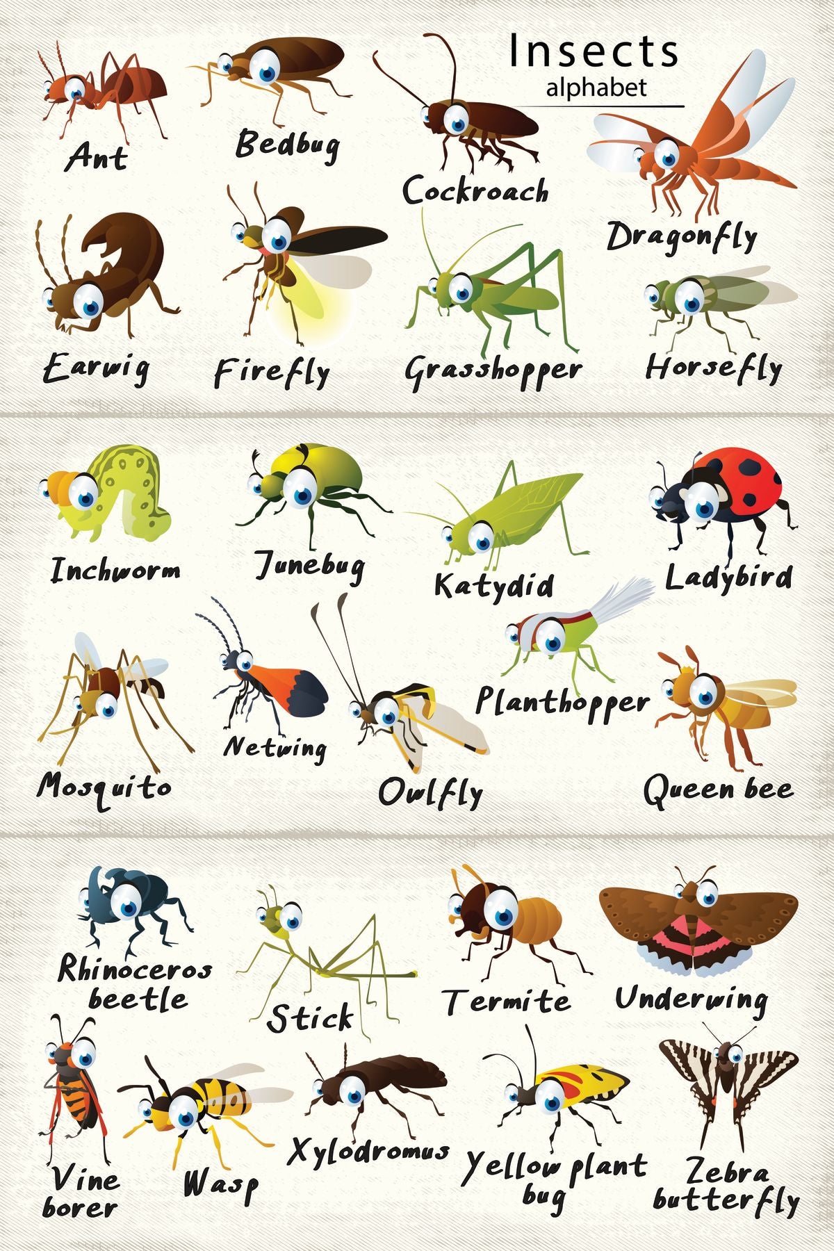 Insects Alphabet Chart