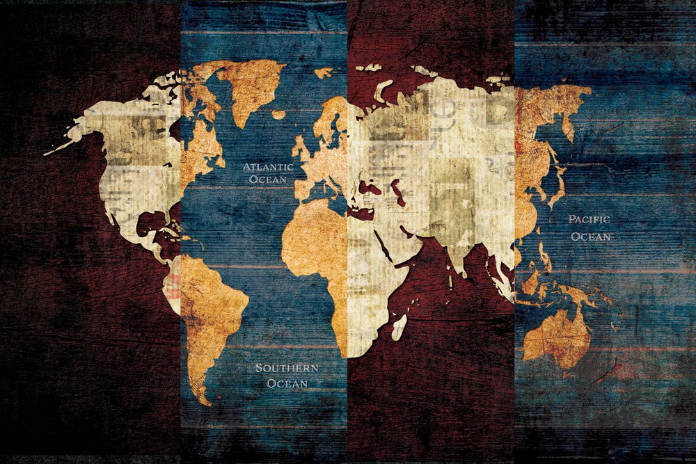 Wooden Collage World Map