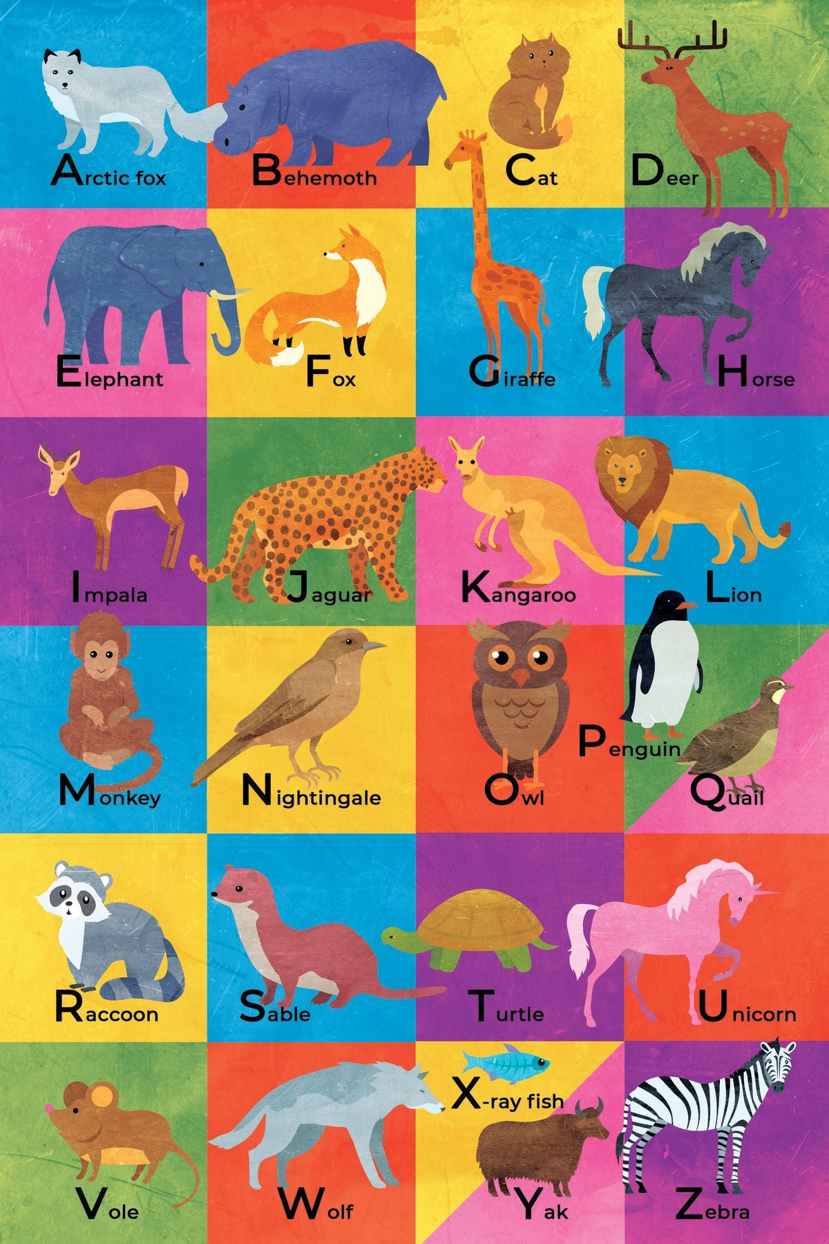 Colorful Animals Alphabet Chart