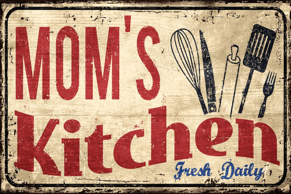 Mom's Kitchen Sign On Wood