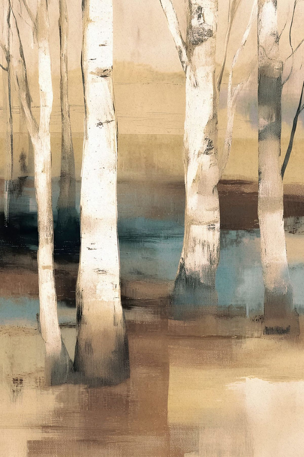 Birches At Sunset I