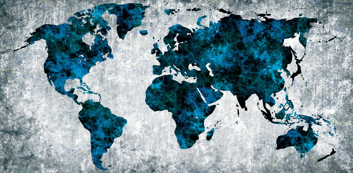 Dark Blue Blend World Map