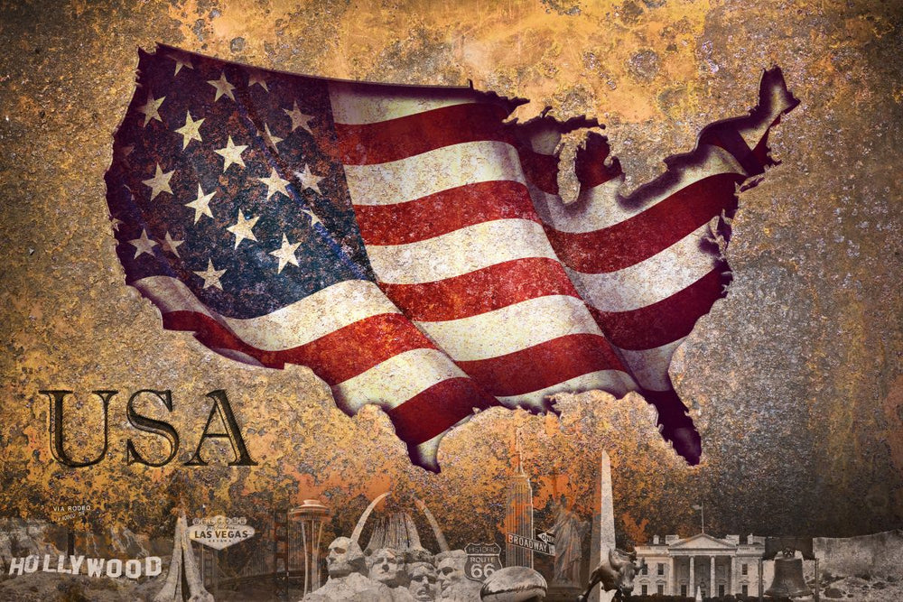 Rusty Flag USA Map