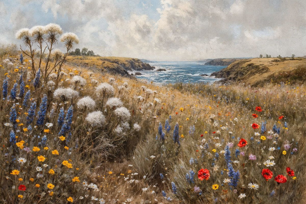 Clifftop Wildflowers Overlooking the Sea