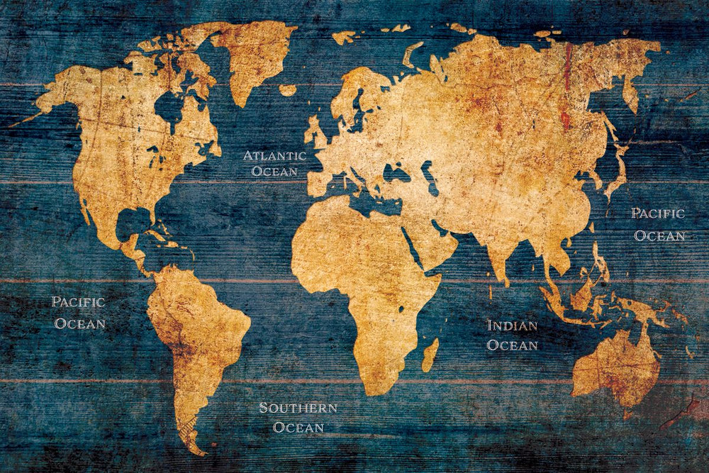 Rustic Oceans Of The World Map