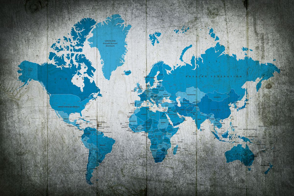 Blue Continents World Map