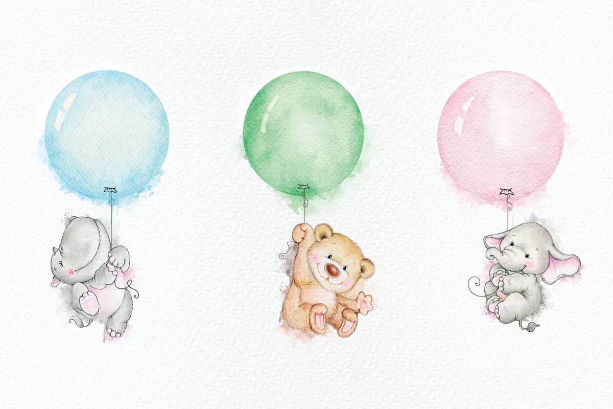 Baby Animals Holding Balloons