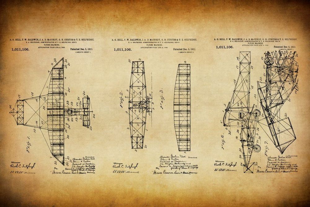 Vintage Airplane Blueprint