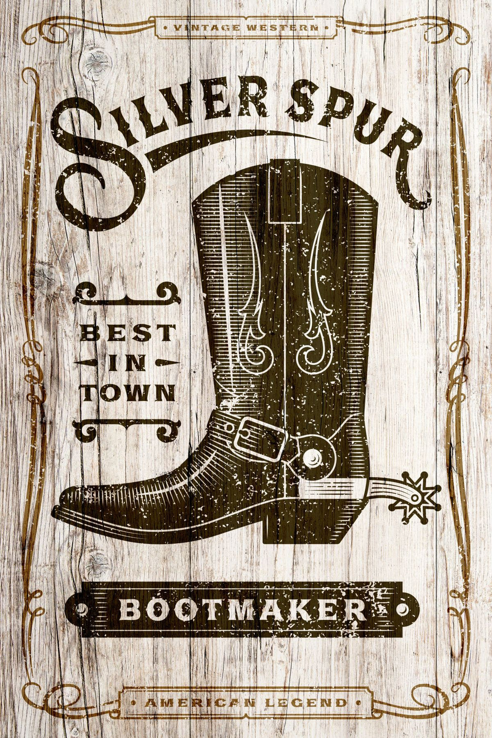Wooden Western Bootmaker Sign