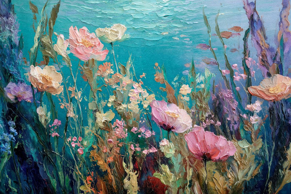 Pink Wildflowers in an Underwater Garden