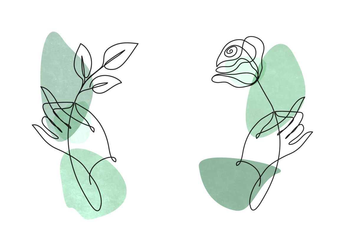 Minimalist Green Rose Lines