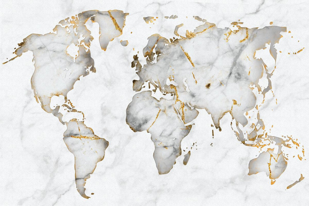 White Marble World Map