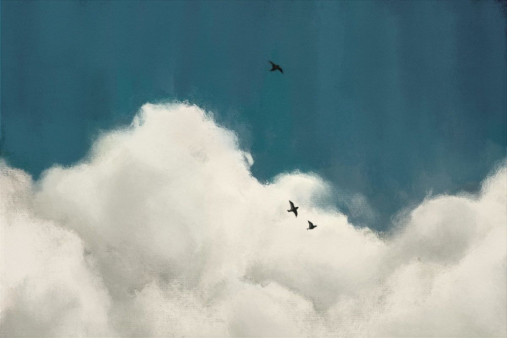 Flying Birds Above Clouds