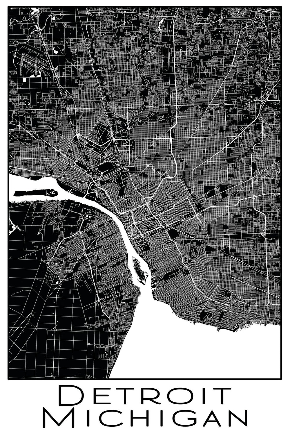 Minimalist Detroit City Map