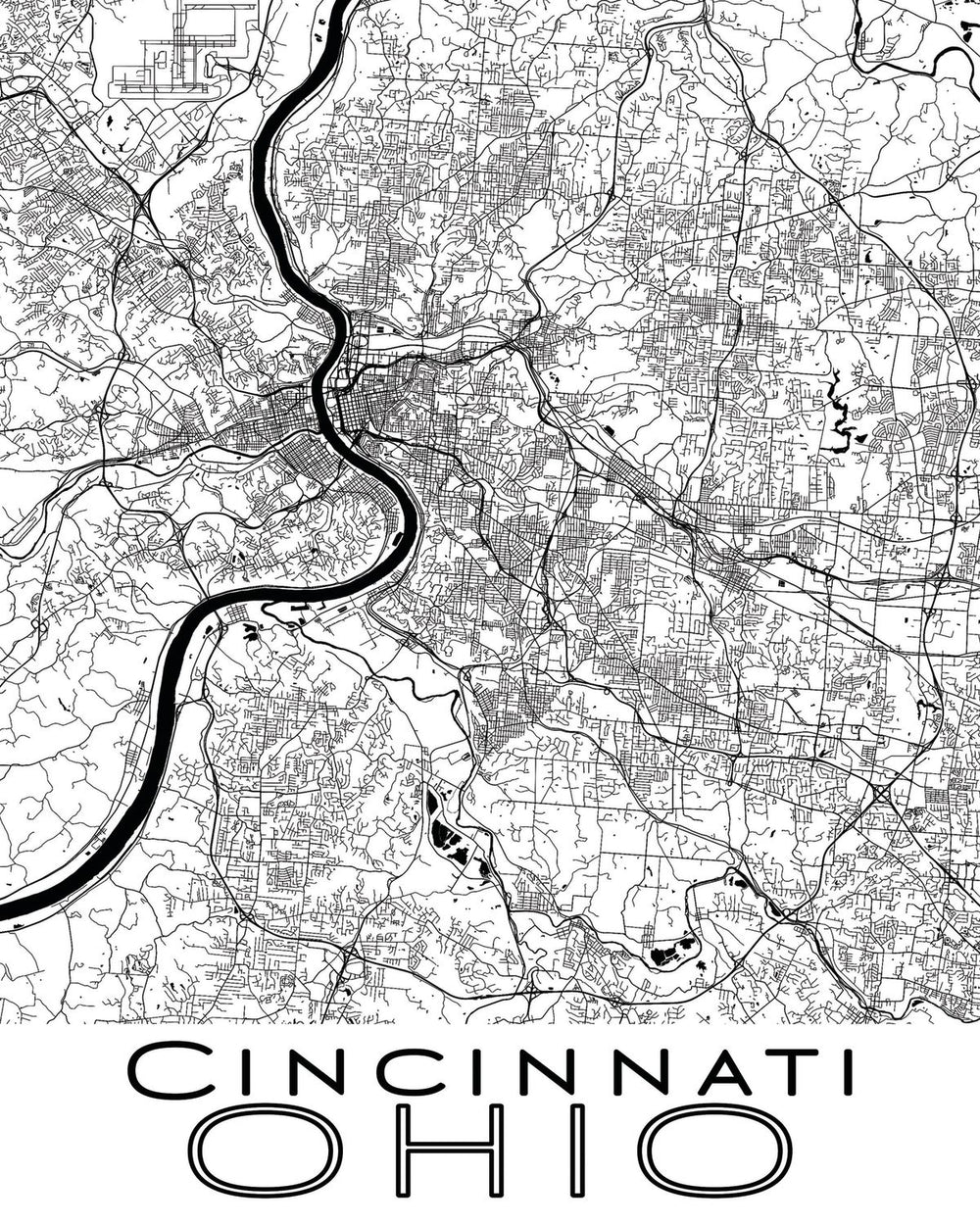 Minimalist Cincinnati City Map