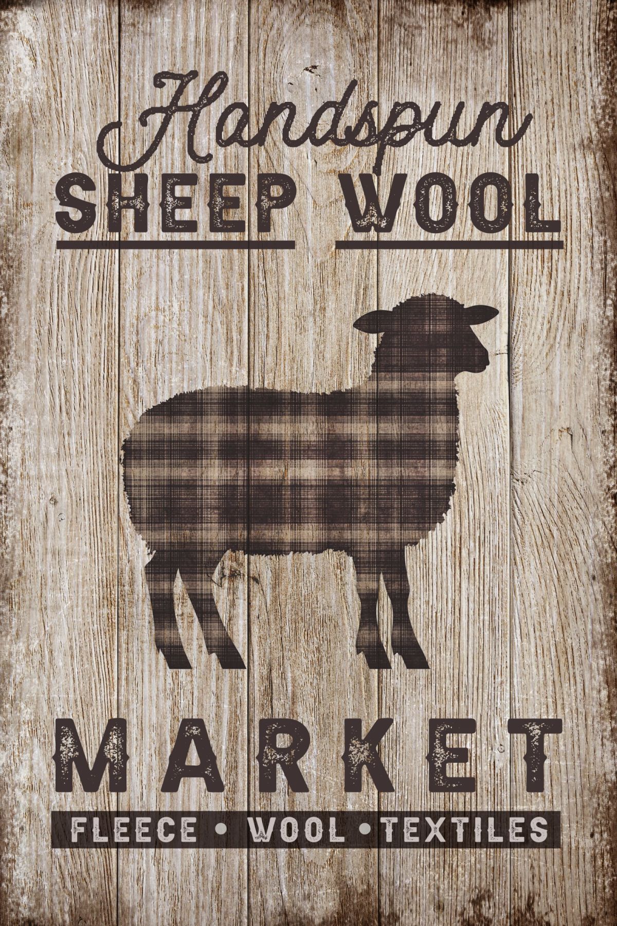 Handspun Sheep Wool Market Sign