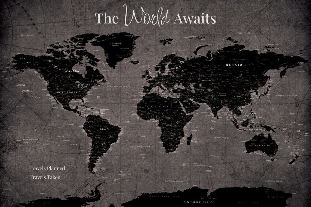 World Awaits III Push Pin World Map