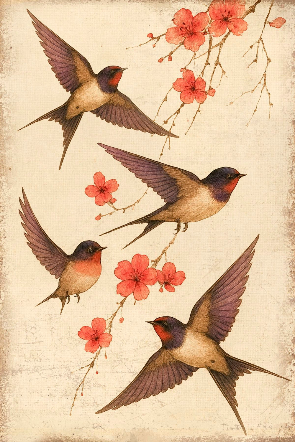 Vintage Flying Birds