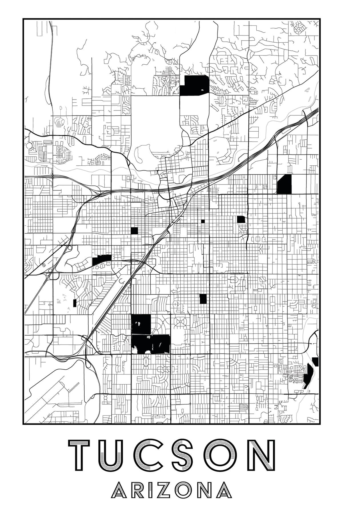 Minimalist Tucson City Map