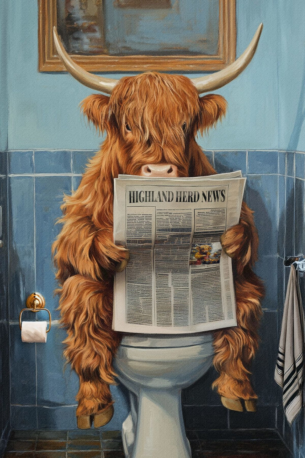 Highland Cow On The Toilet
