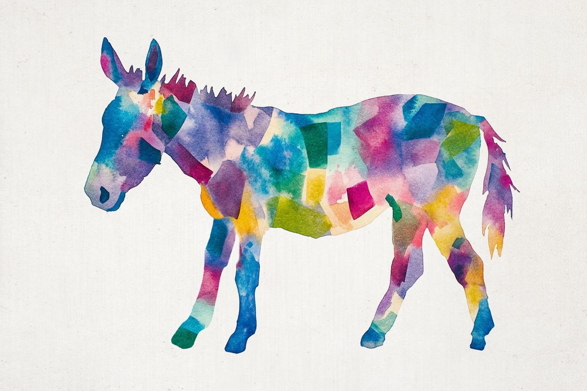 Colorful Donkey Silhouette