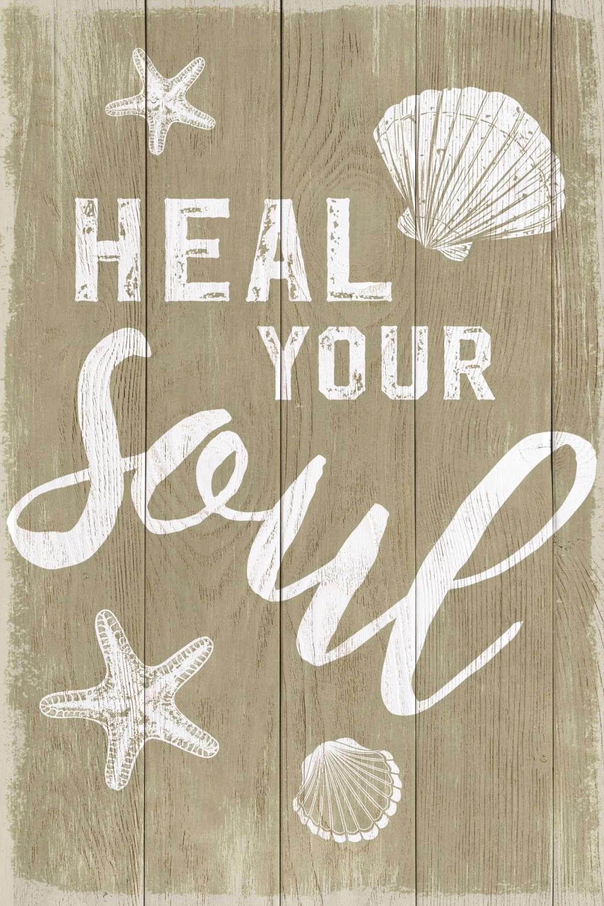 Heal Your Soul Wood Style Sign Wall Art