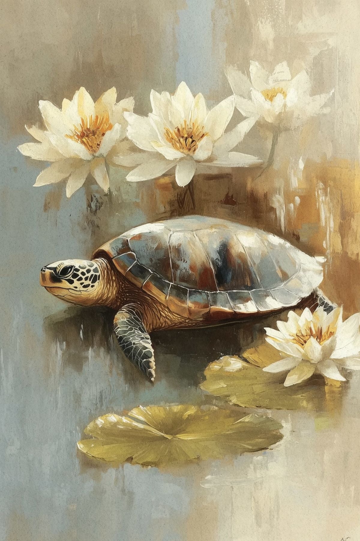 Turtle Loving The Flowers