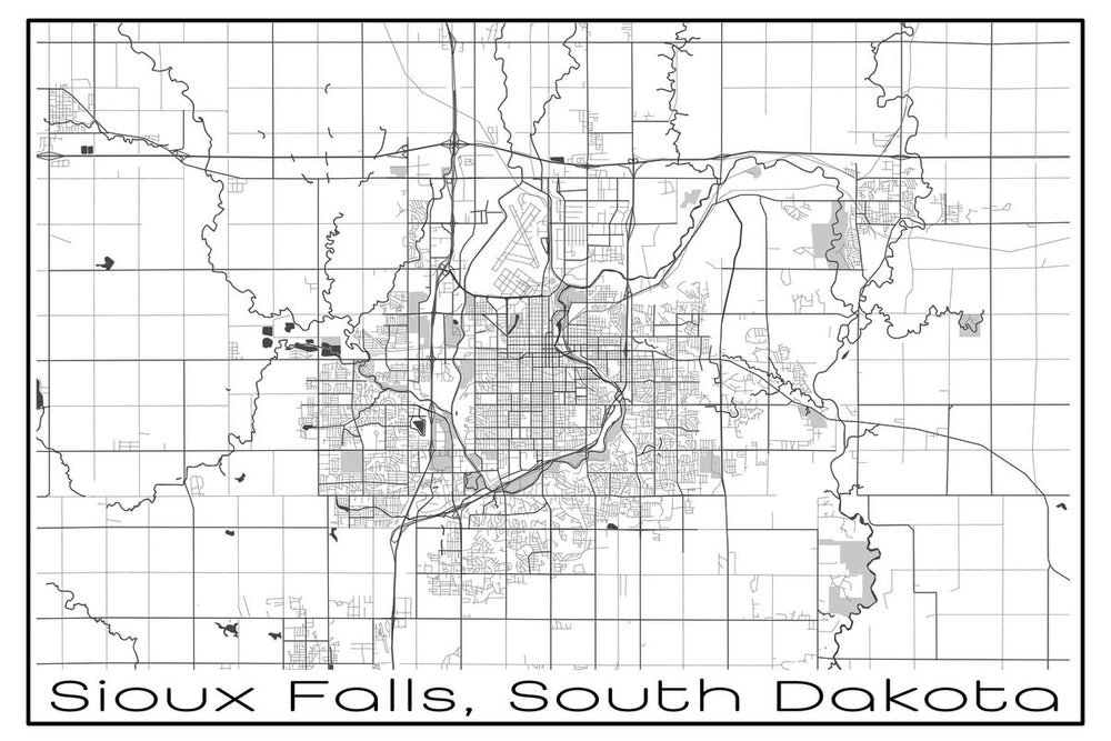 Minimalist Sioux Falls City Map