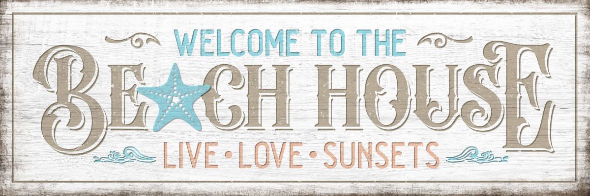 Welcome To The Beach House Sunset Sign