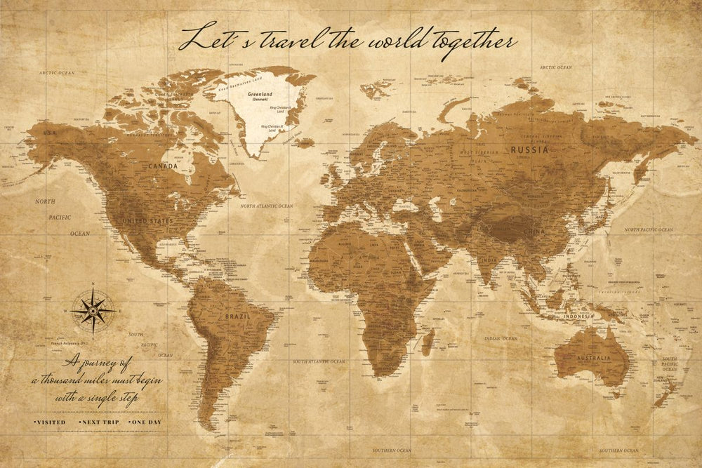 Travel Together III Push Pin World Map