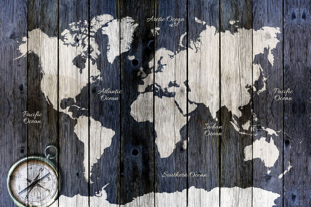 Wood Texture World Map