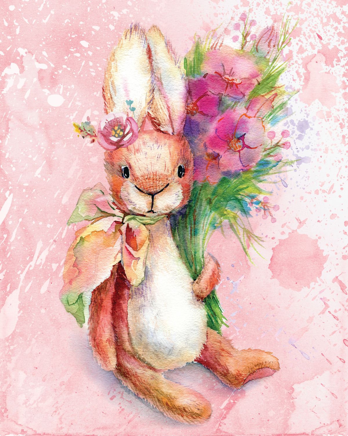 Pink Floral Rabbit