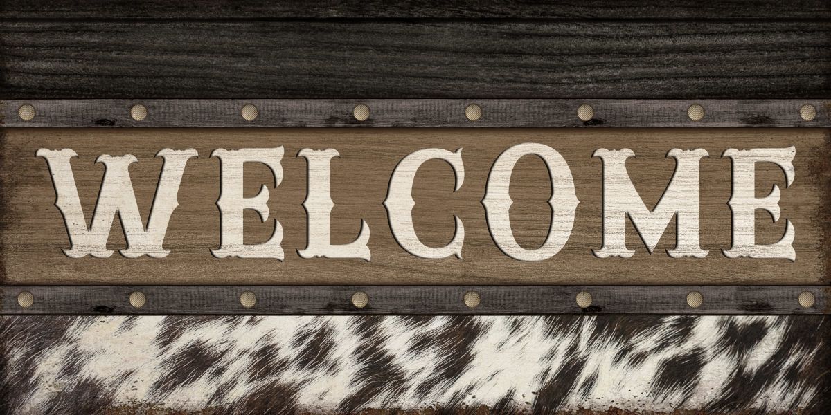 Welcome Sign On Cowhide