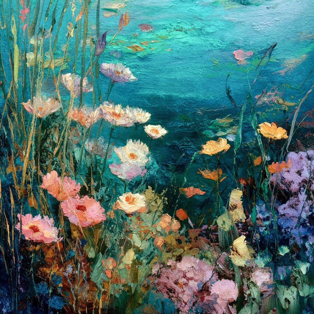 Submerged Wildflower Meadow Impressionist Art
