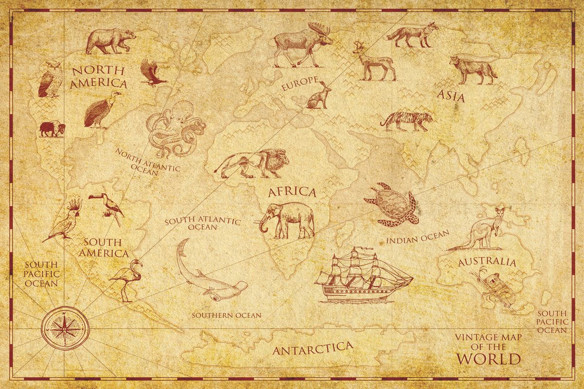 Animal Vintage Map