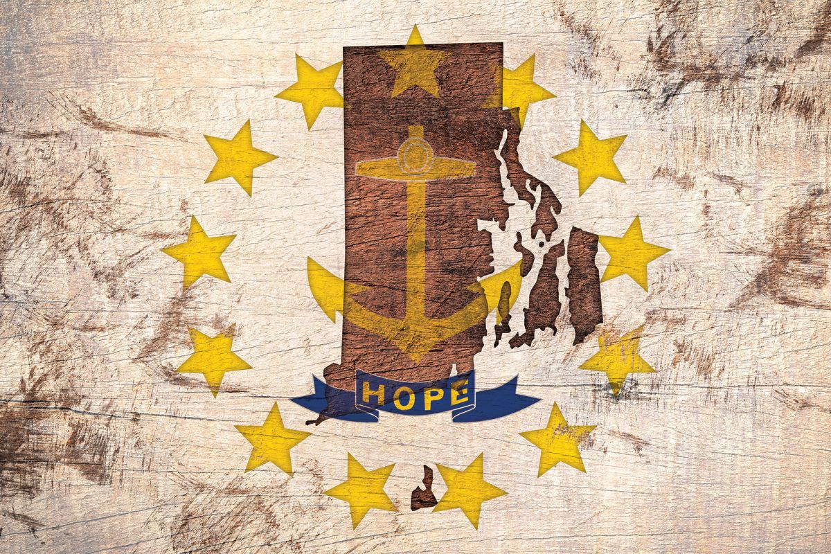 State Map Over Rhode Island Flag – Pineapple Licensing