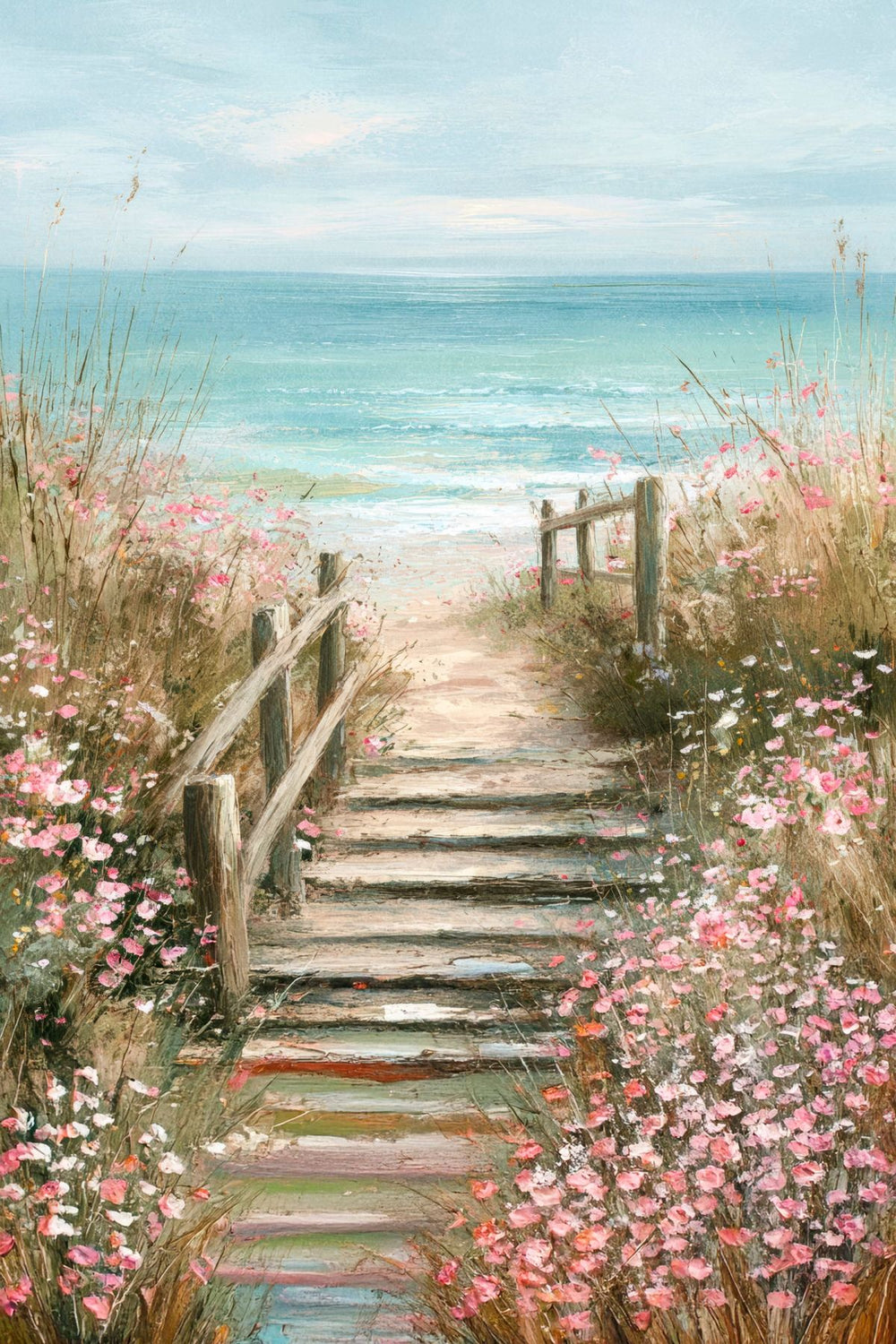 Pink Wildflowers Beach Path